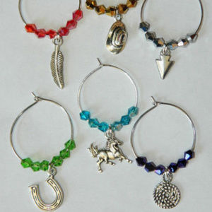 Wine Glass Charms: Set of 6 silver country western